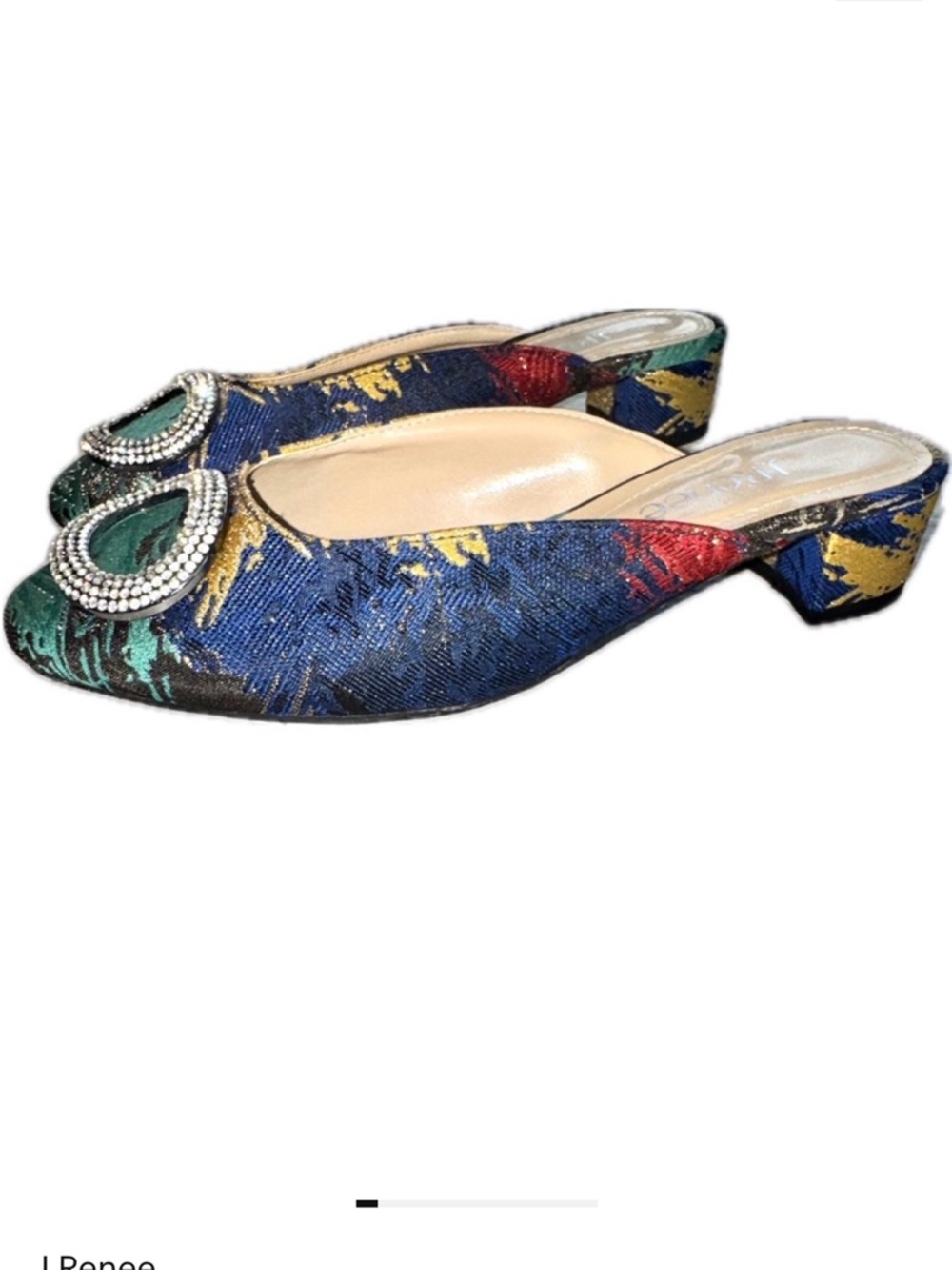 J. Renee Melosa Jewel-Embellished Tapestry Slip On Mules – Size 7 W